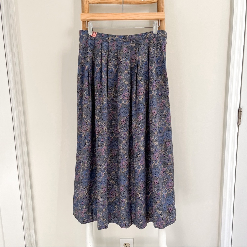 Floral Blue Midi Skirt